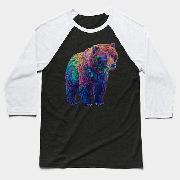 Grizzly Bear Safety Baseball T-Shirt by skeleton sitting chained